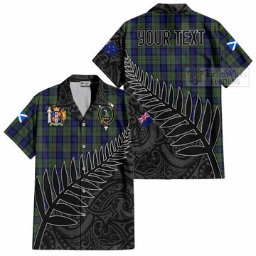 MacLaren (McLaren) Crest Tartan Short Sleeve Button Shirt with New Zealand Silver Fern Half Style