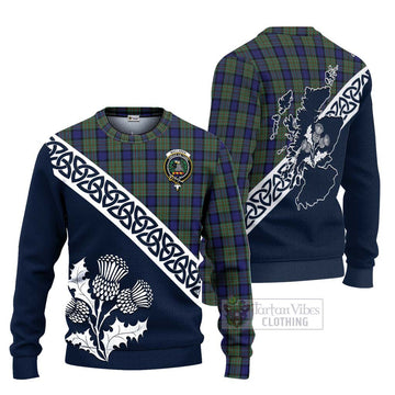 MacLaren (McLaren) Tartan Ugly Sweater Featuring Thistle and Scotland Map