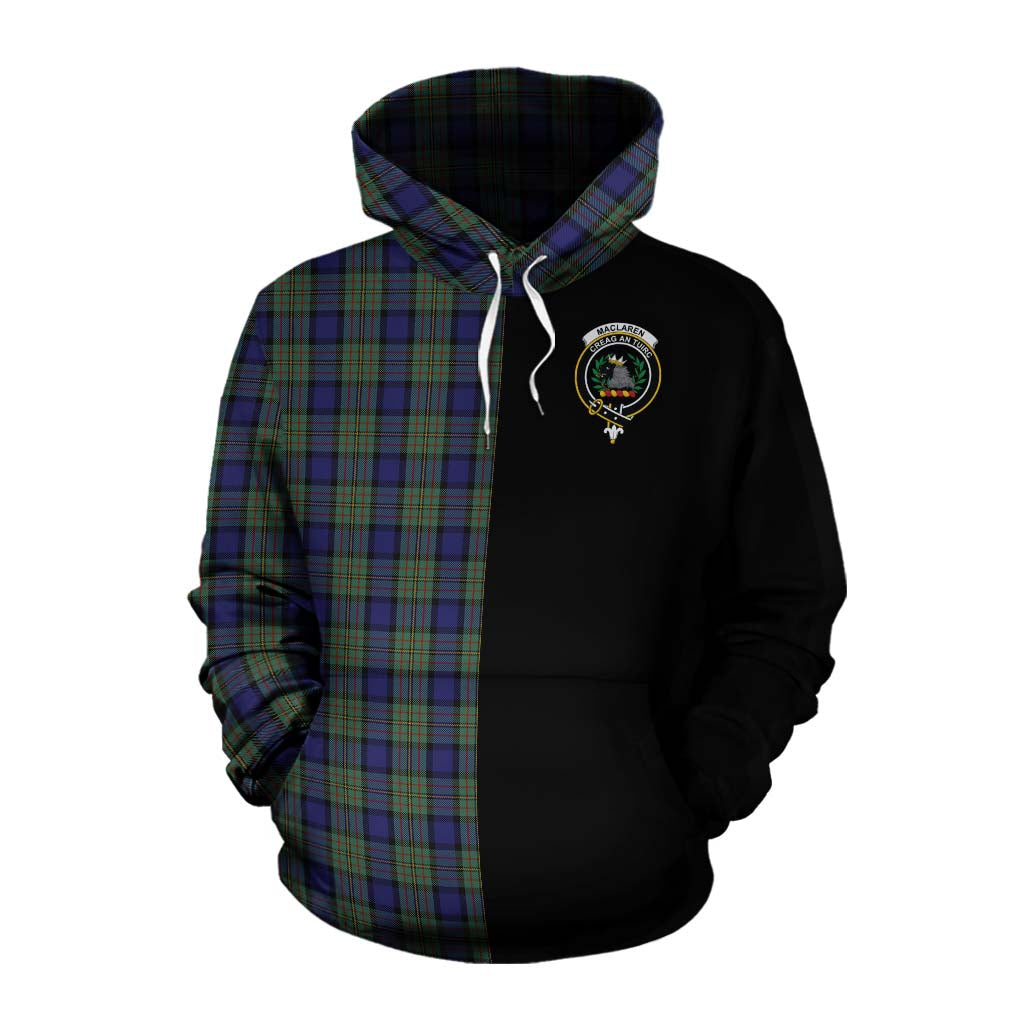 Tartan Vibes Clothing MacLaren (McLaren) Tartan Cotton Hoodie with Family Crest and Half Of Me Style