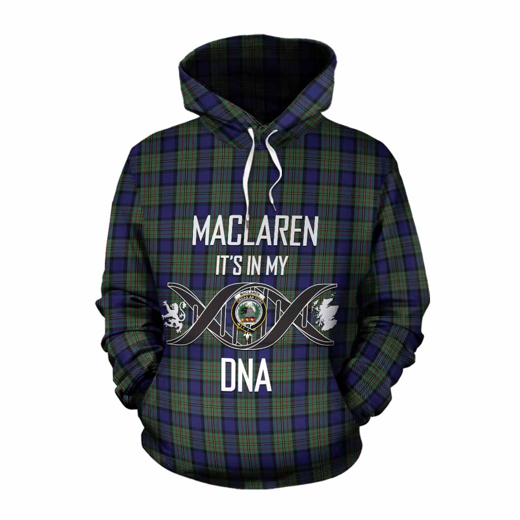 Tartan Vibes Clothing MacLaren (McLaren) Tartan Cotton Hoodie with Family Crest DNA In Me Style