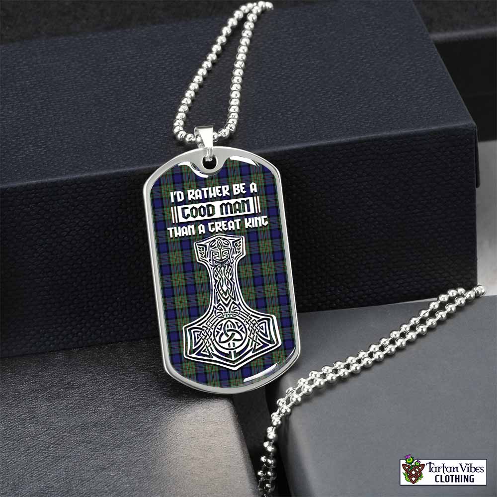 Tartan Vibes Clothing MacLaren (McLaren) Tartan Dog Tag Necklace Viking Mjolnir Style