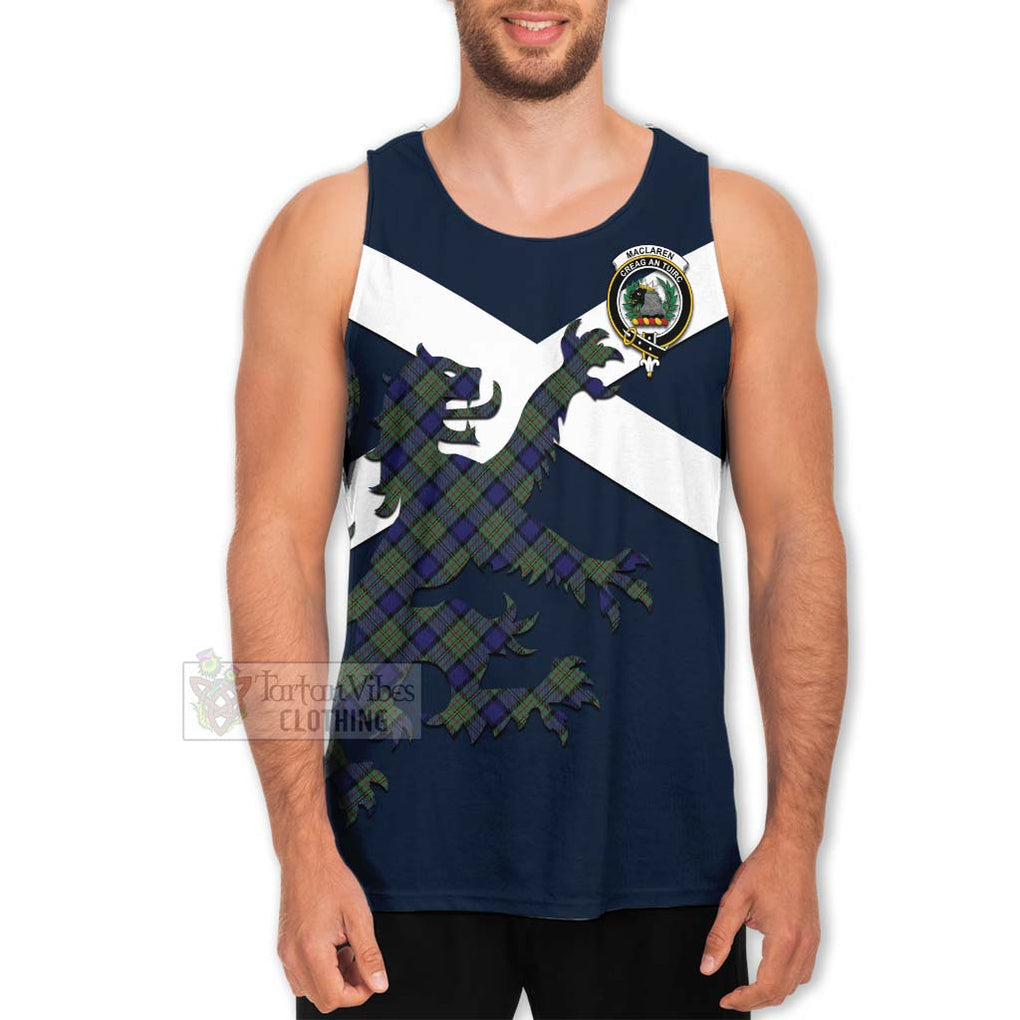 Tartan Vibes Clothing MacLaren (McLaren) Tartan Lion Rampant Men's Tank Top – Proudly Display Your Heritage with Alba Gu Brath and Clan Name