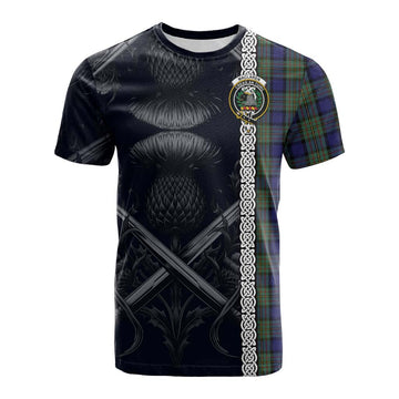 MacLaren (McLaren) Tartan Cotton T-shirt with Family Crest Cross Sword Thistle Celtic Vibes