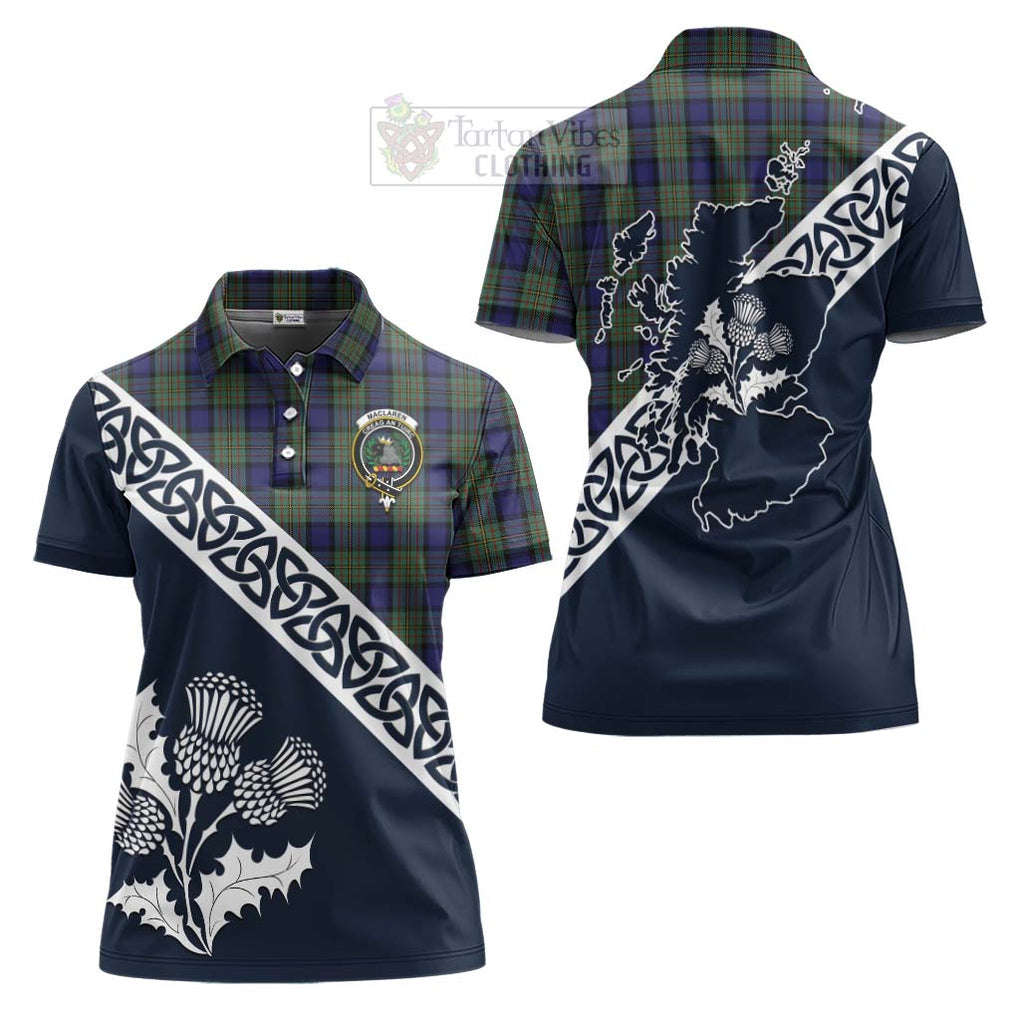 Tartan Vibes Clothing MacLaren (McLaren) Tartan Women's Polo Shirt Featuring Thistle and Scotland Map