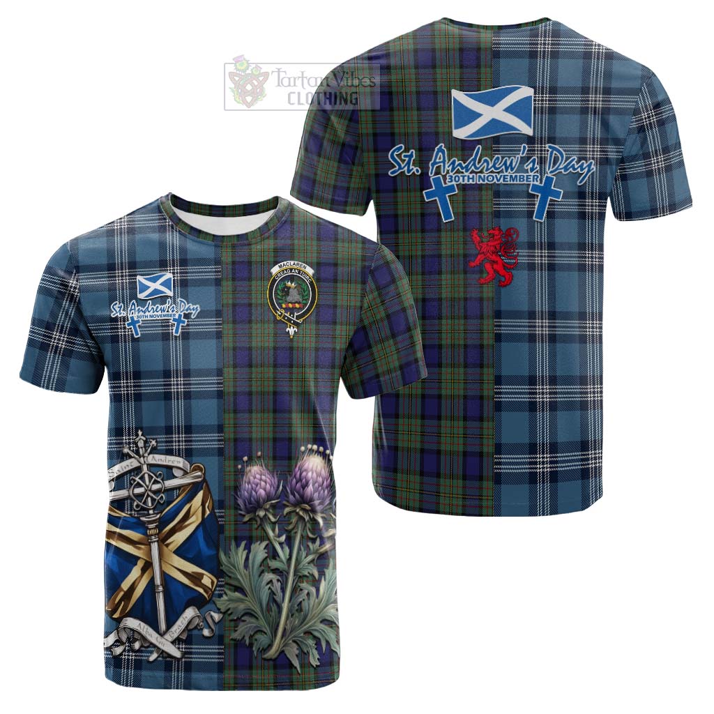 Tartan Vibes Clothing MacLaren (McLaren) Tartan Cotton T-shirt Happy St. Andrew's Day Half Tartan Style