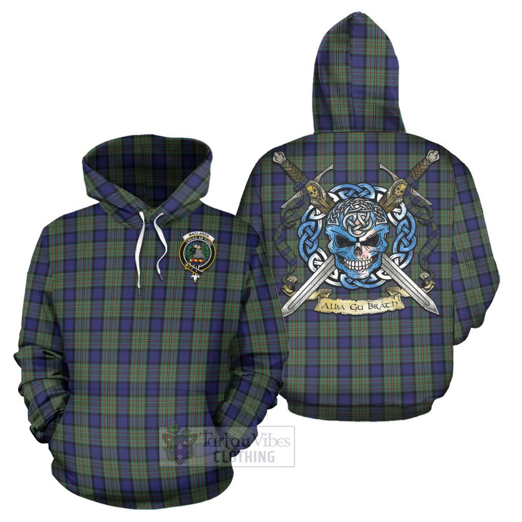 Tartan Vibes Clothing MacLaren (McLaren) Tartan Hoodie with Family Crest Celtic Skull Style