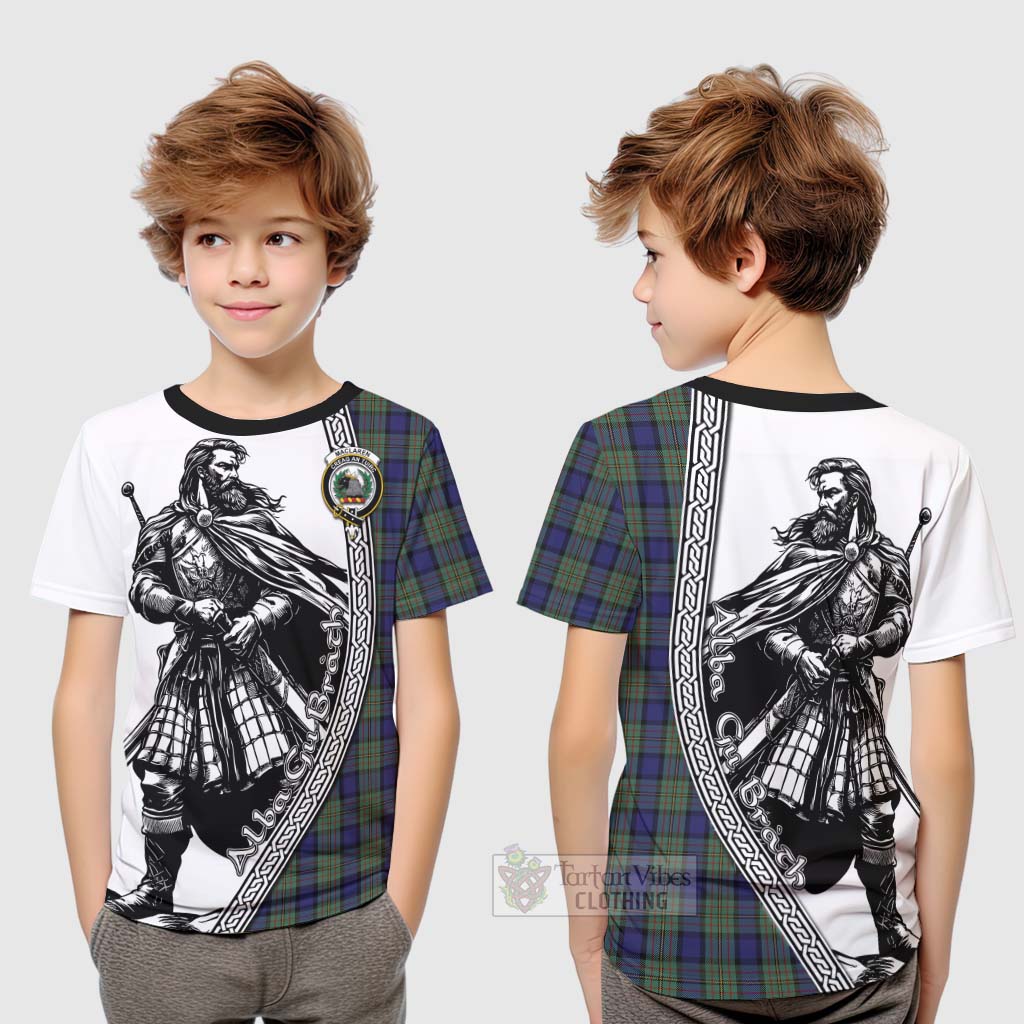 Tartan Vibes Clothing MacLaren (McLaren) Tartan Clan Crest Kid T-Shirt with Highlander Warrior Celtic Style