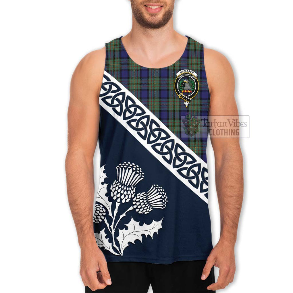 Tartan Vibes Clothing MacLaren (McLaren) Tartan Men's Tank Top Featuring Thistle and Scotland Map