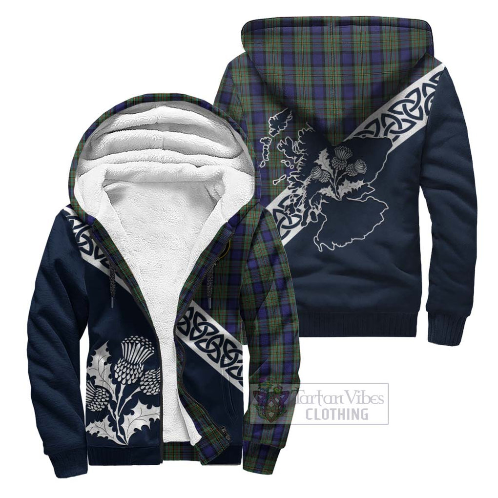 Tartan Vibes Clothing MacLaren (McLaren) Tartan Sherpa Hoodie Featuring Thistle and Scotland Map