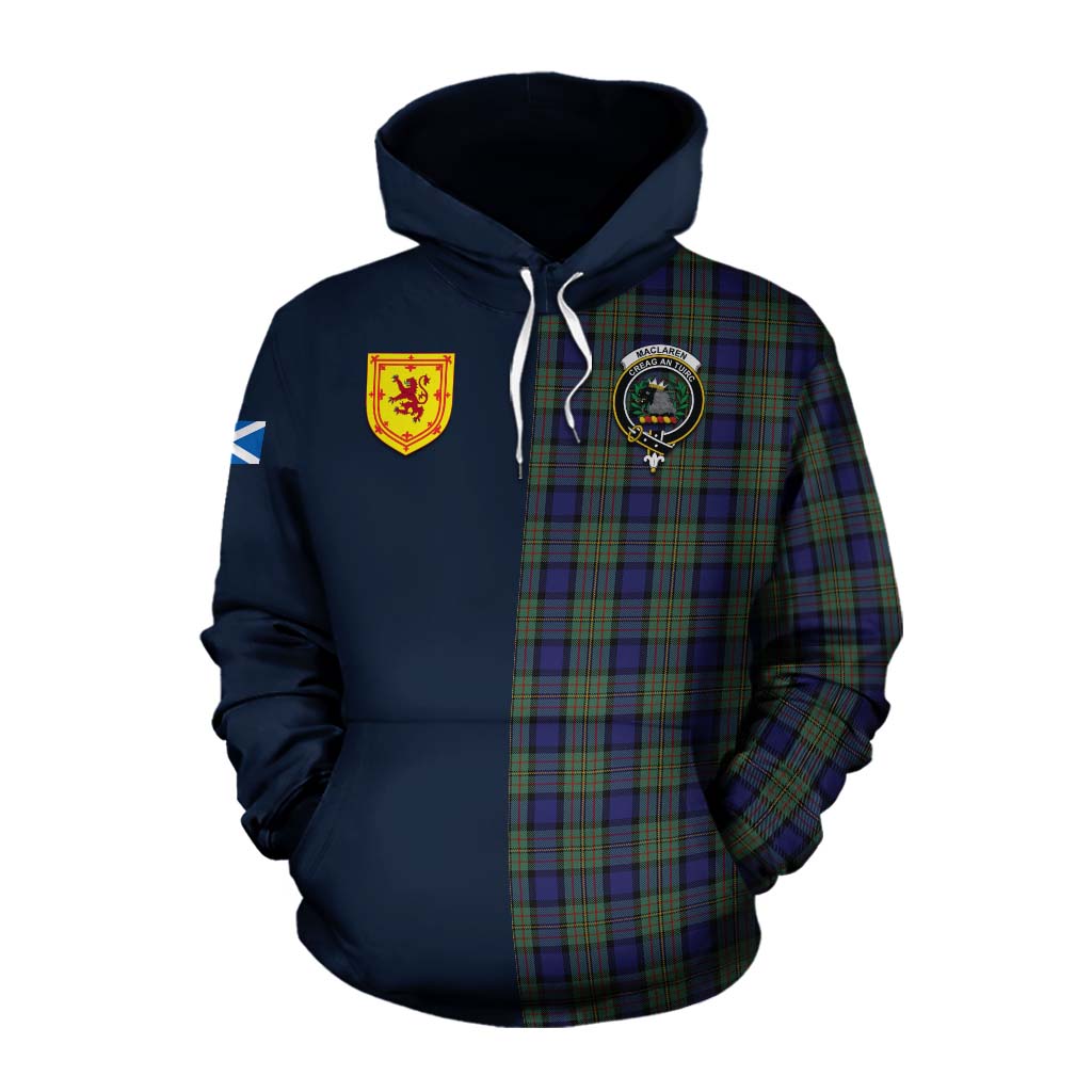 Tartan Vibes Clothing MacLaren (McLaren) Tartan Cotton Hoodie Alba with Scottish Lion Royal Arm Half Style