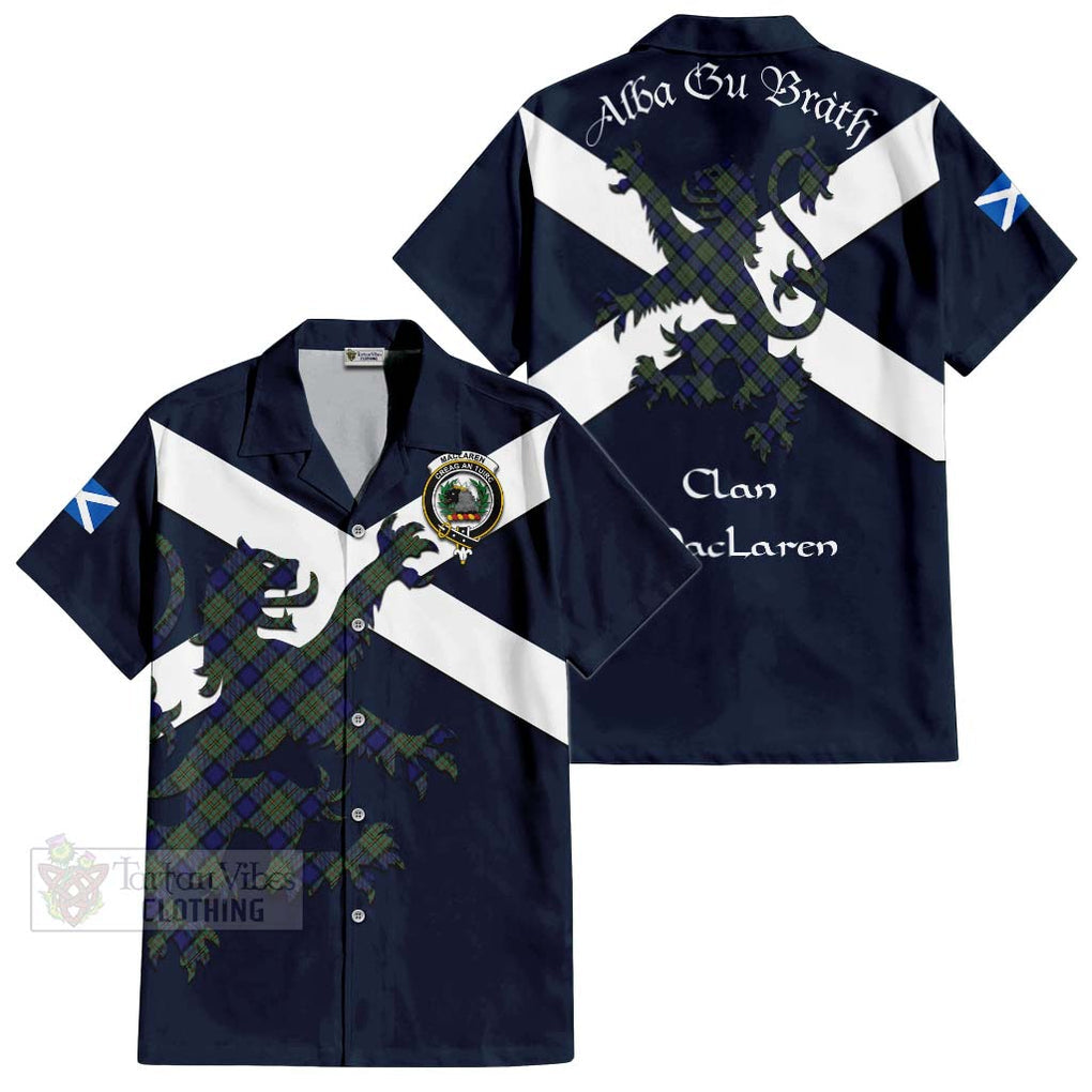 Tartan Vibes Clothing MacLaren (McLaren) Tartan Lion Rampant Short Sleeve Button Shirt – Proudly Display Your Heritage with Alba Gu Brath and Clan Name