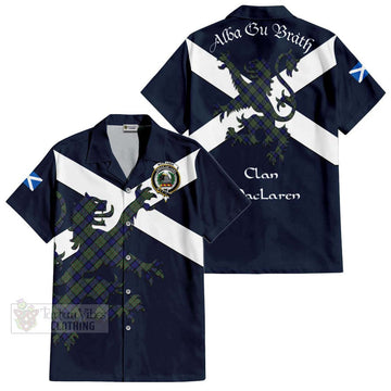 MacLaren (McLaren) Tartan Lion Rampant Short Sleeve Button Shirt  Proudly Display Your Heritage with Alba Gu Brath and Clan Name