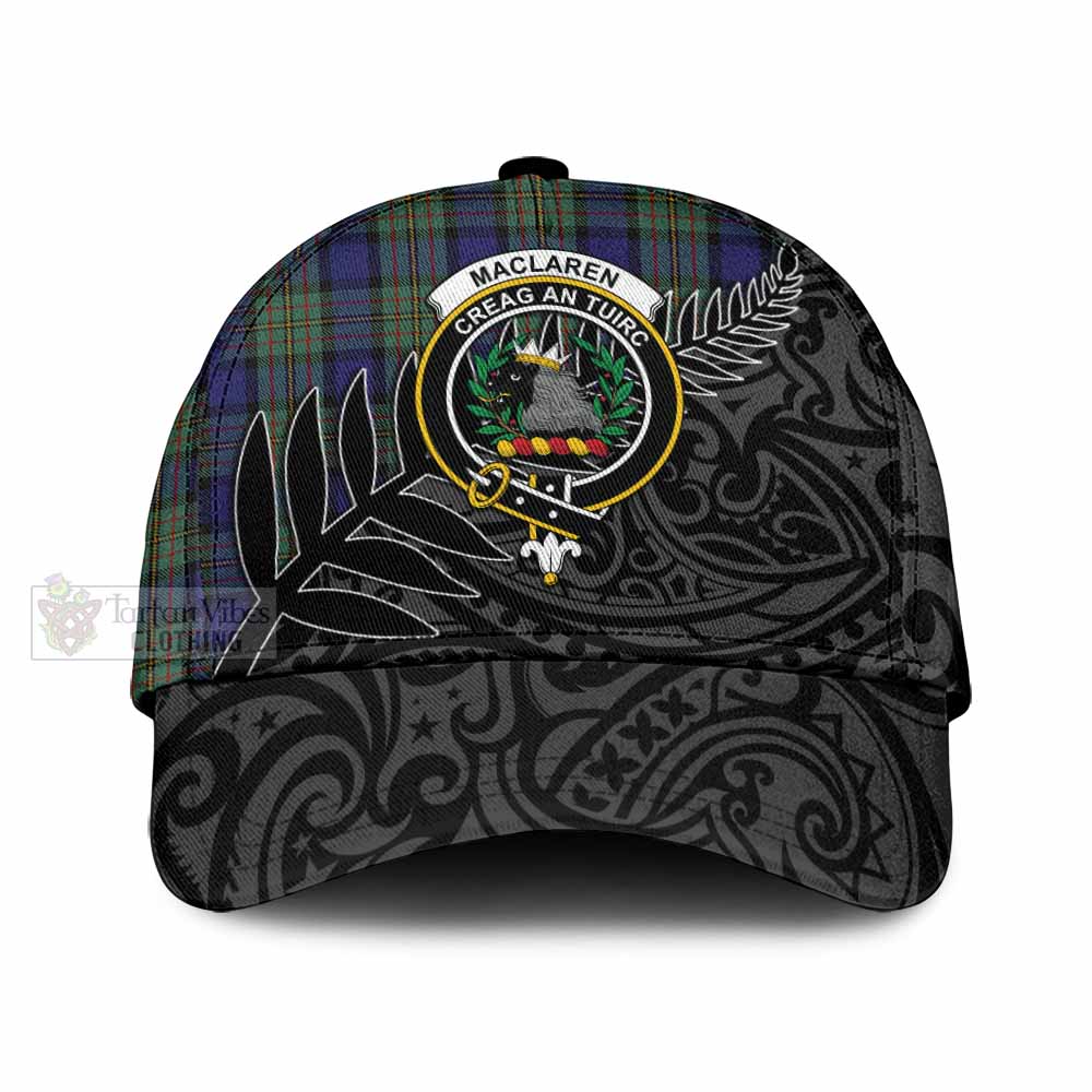 Tartan Vibes Clothing MacLaren (McLaren) Tartan Classic Cap with New Zealand Silver Fern Half Style