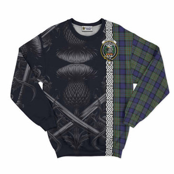 MacLaren (McLaren) Tartan Sweatshirt with Family Crest Cross Sword Thistle Celtic Vibes