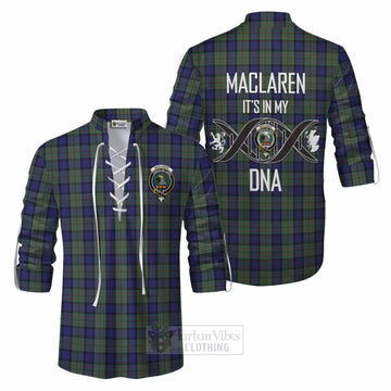 MacLaren (McLaren) Tartan Ghillie Kilt Shirt with Family Crest DNA In Me Style