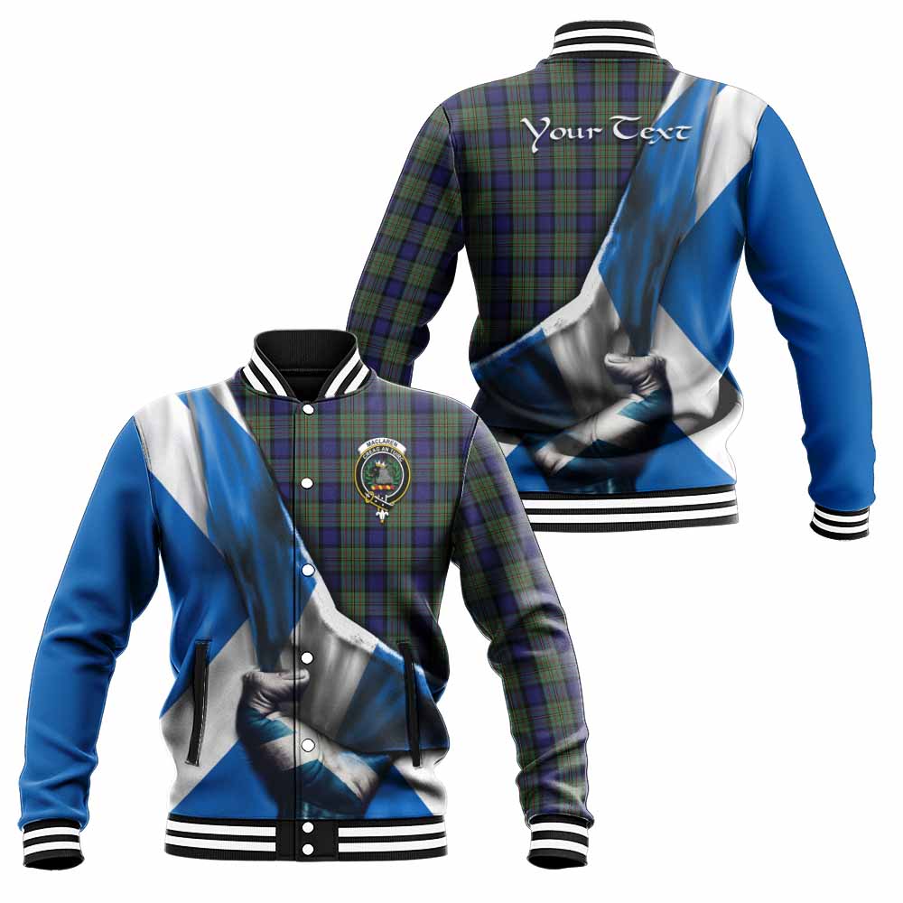 Tartan Vibes Clothing MacLaren (McLaren) Tartan Baseball Jacket with Family Crest Scotland Patriotic Style