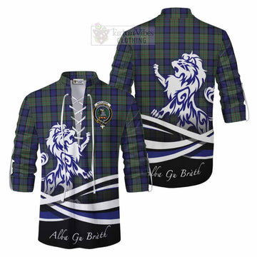 MacLaren (McLaren) Tartan Ghillie Kilt Shirt with Alba Gu Brath Regal Lion Emblem