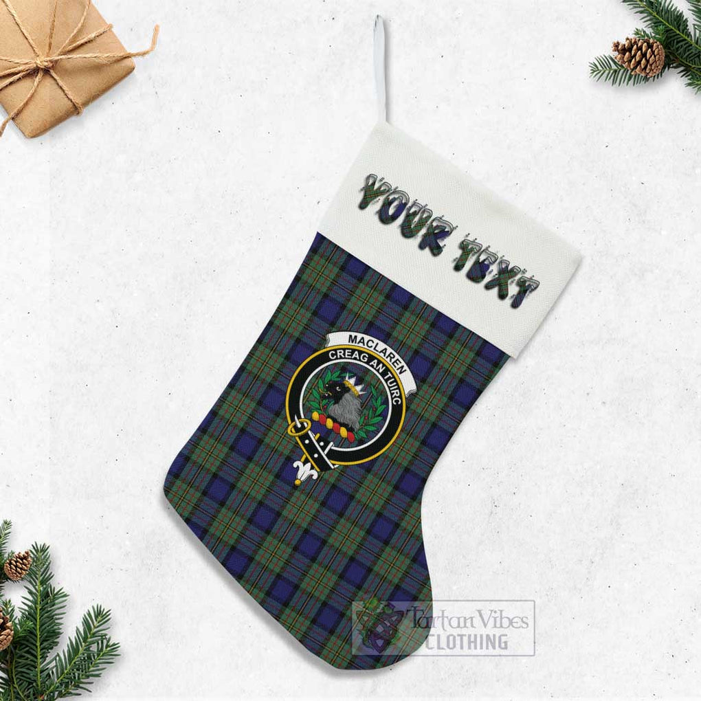 Tartan Vibes Clothing MacLaren (McLaren) Tartan Family Crest Christmas Stocking with Personalized Text