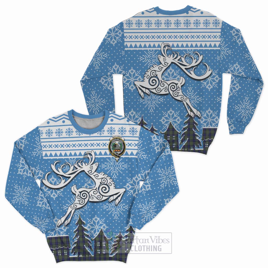 Tartan Vibes Clothing MacLaren (McLaren) Clan Christmas Sweatshirt Celtic Reindeer Style