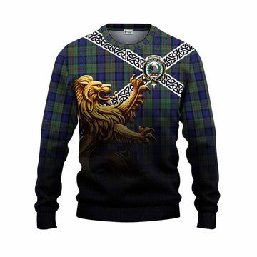 MacLaren (McLaren) Crest Tartan Knitted Sweater with Golden Lion Emblem Celtic Style Unisex - Tartan Vibes Clothing