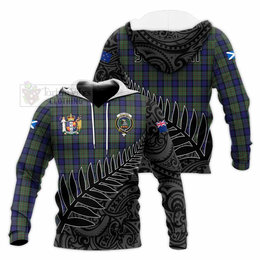 Tartan Vibes Clothing MacLaren (McLaren) Crest Tartan Knitted Hoodie with New Zealand Silver Fern Half Style