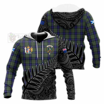 MacLaren (McLaren) Crest Tartan Knitted Hoodie with New Zealand Silver Fern Half Style