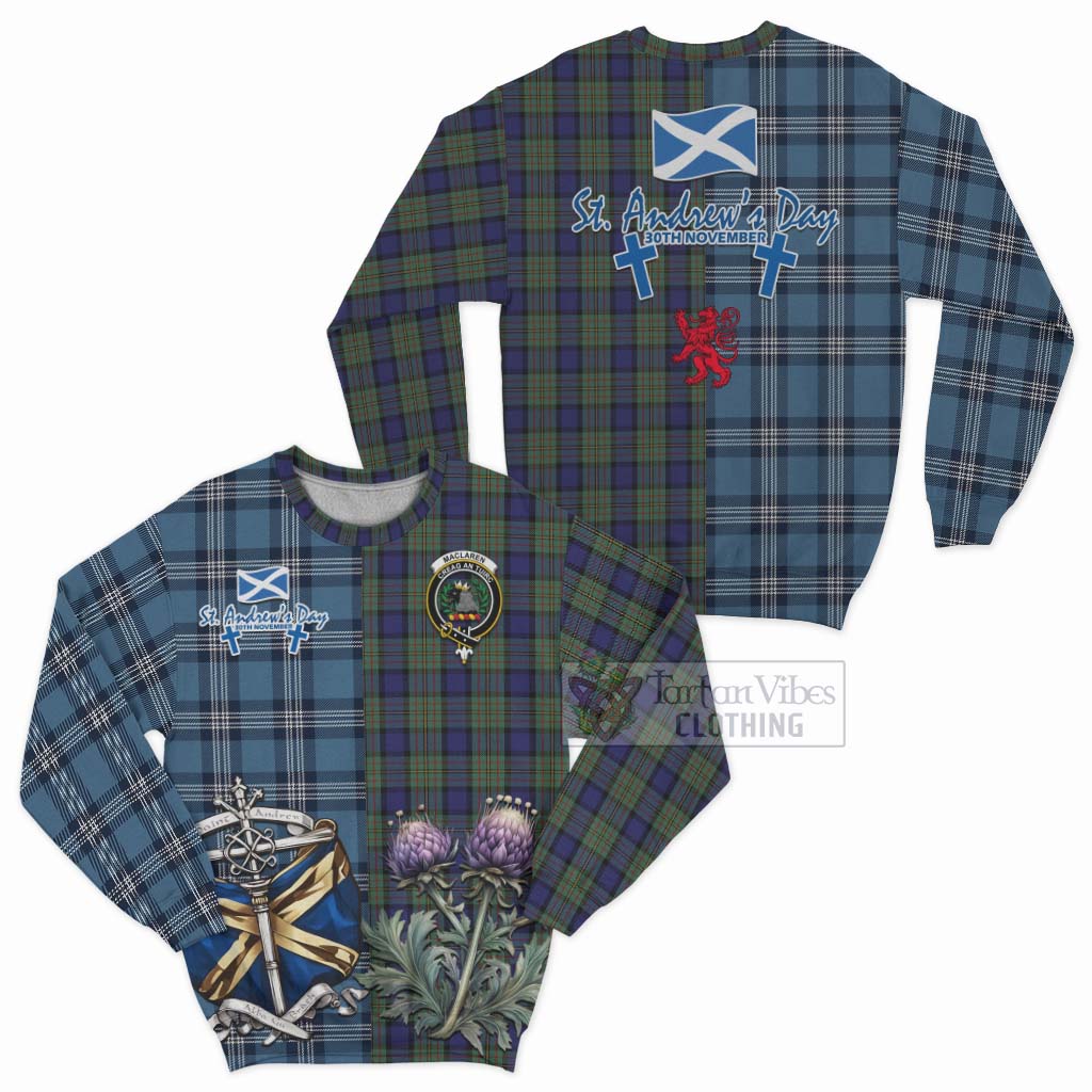 Tartan Vibes Clothing MacLaren (McLaren) Tartan Sweatshirt Happy St. Andrew's Day Half Tartan Style