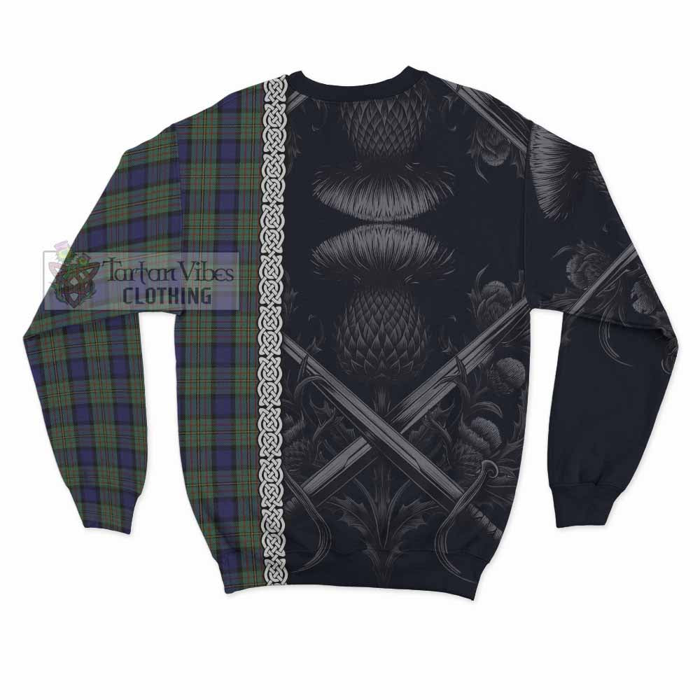 Tartan Vibes Clothing MacLaren (McLaren) Tartan Sweatshirt with Family Crest Cross Sword Thistle Celtic Vibes