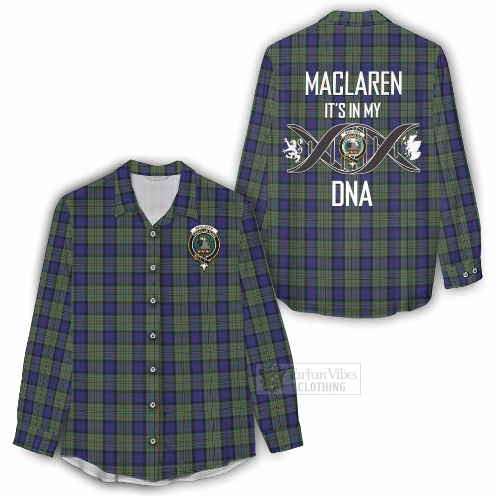 Tartan Vibes Clothing MacLaren (McLaren) Tartan Women's Casual Shirt with Family Crest DNA In Me Style