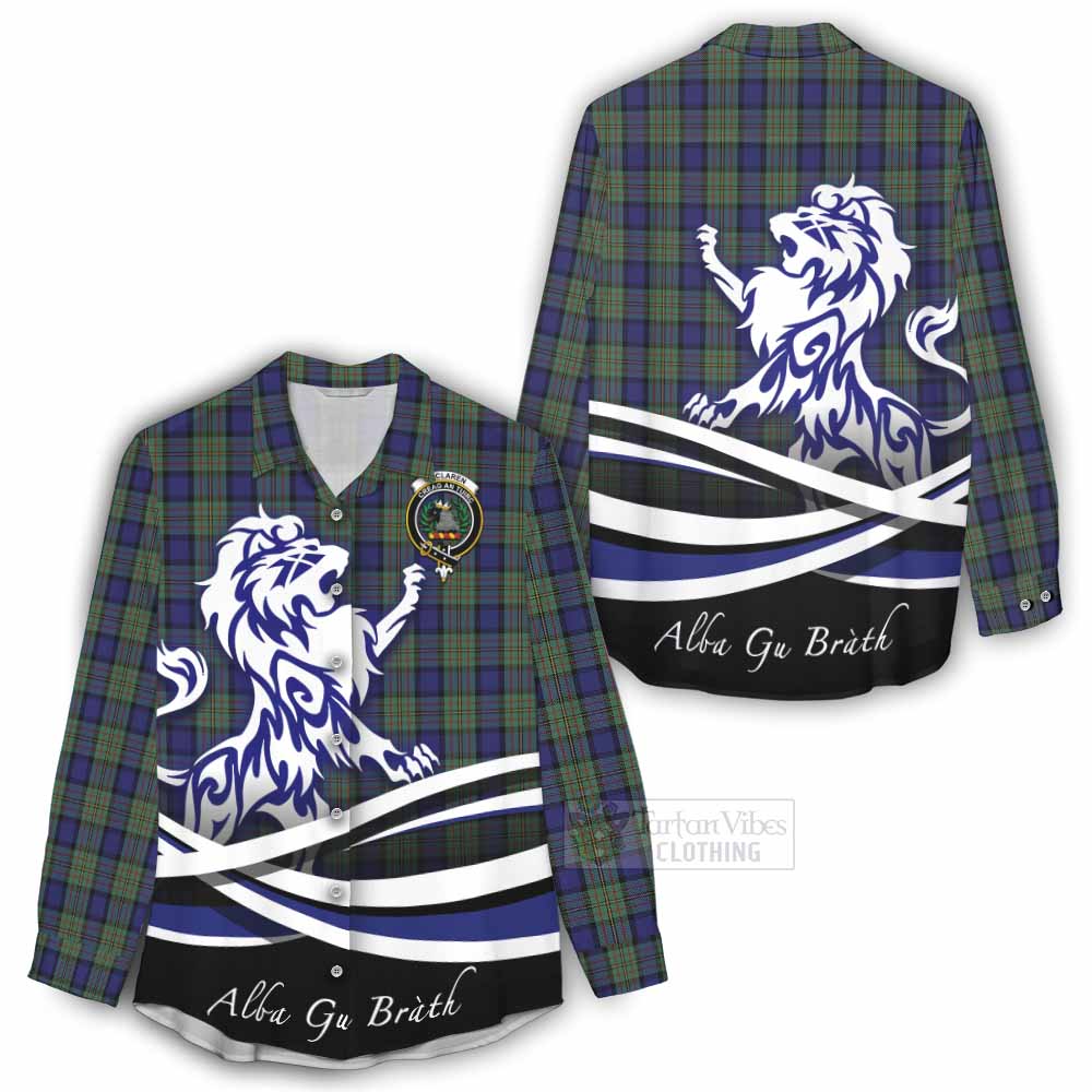 Tartan Vibes Clothing MacLaren (McLaren) Tartan Women's Casual Shirt with Alba Gu Brath Regal Lion Emblem