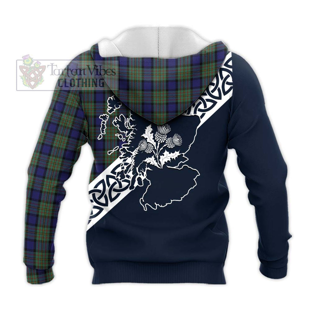 Tartan Vibes Clothing MacLaren (McLaren) Tartan Knitted Hoodie Featuring Thistle and Scotland Map