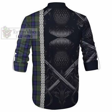 MacLaren (McLaren) Tartan Ghillie Kilt Shirt with Family Crest Cross Sword Thistle Celtic Vibes