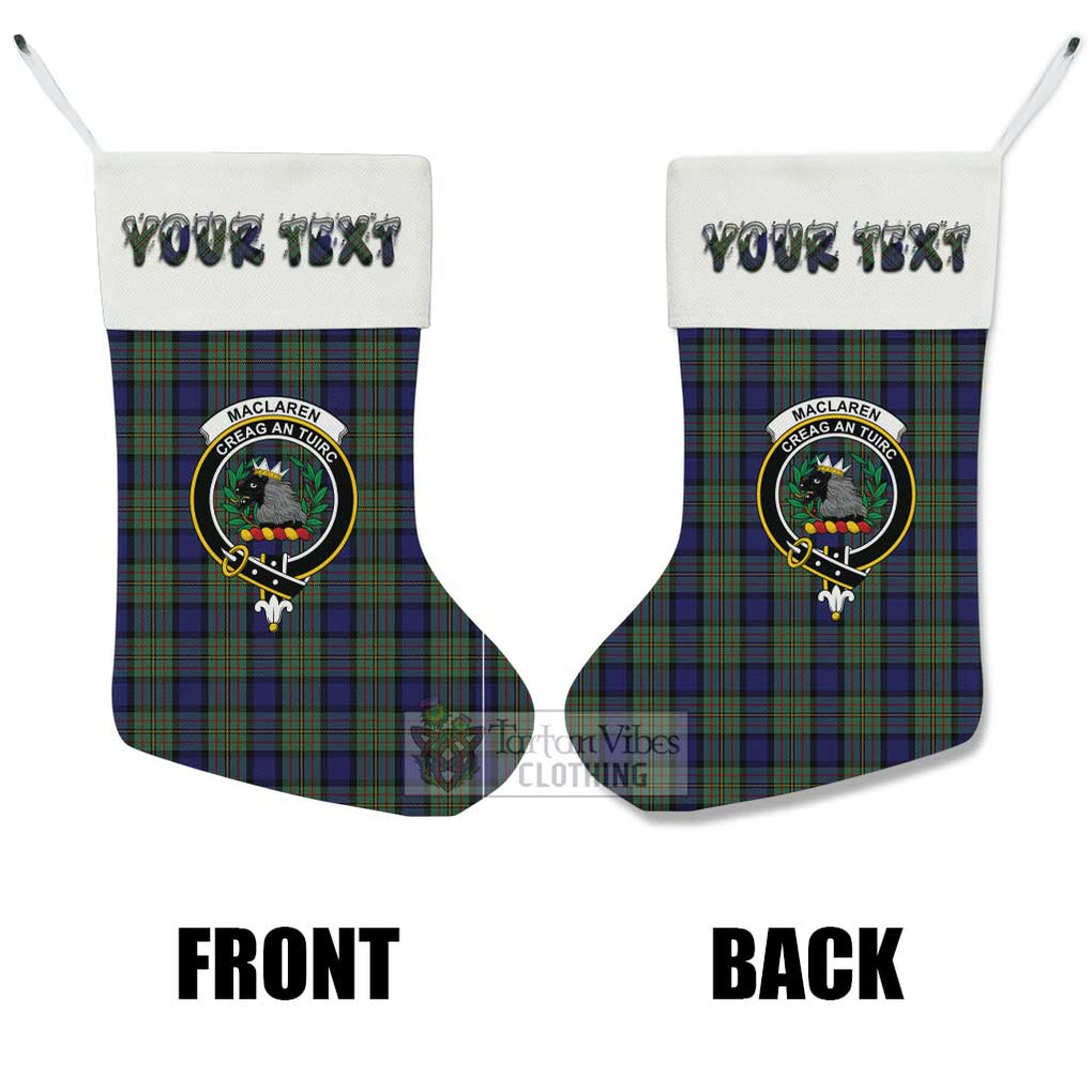 Tartan Vibes Clothing MacLaren (McLaren) Tartan Family Crest Christmas Stocking with Personalized Text