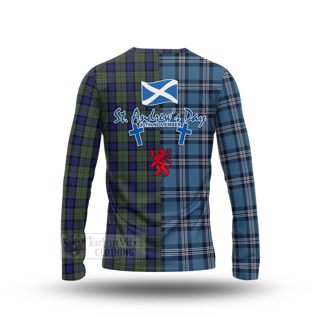 Tartan Vibes Clothing MacLaren (McLaren) Tartan Long Sleeve T-Shirt Happy St. Andrew's Day Half Tartan Style