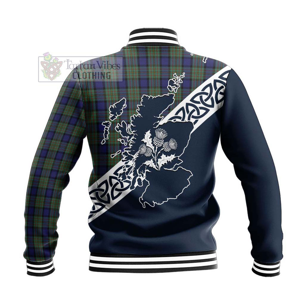 Tartan Vibes Clothing MacLaren (McLaren) Tartan Baseball Jacket Featuring Thistle and Scotland Map