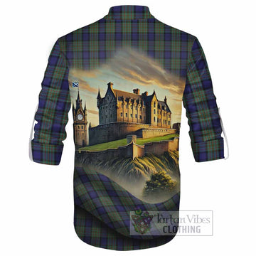 MacLaren (McLaren) Tartan Family Crest Ghillie Kilt Shirt with Scottish Ancient Castle Style - Tartan Vibes Clothing