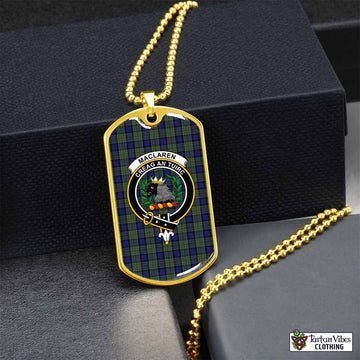 MacLaren (McLaren) Tartan Dog Tag Necklace with Family Crest