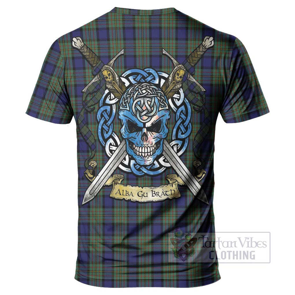 Tartan Vibes Clothing MacLaren (McLaren) Tartan T-Shirt with Family Crest Celtic Skull Style