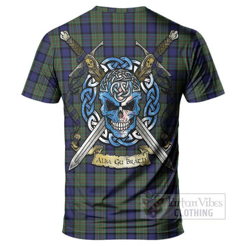 MacLaren (McLaren) Tartan T-Shirt with Family Crest Celtic Skull Style