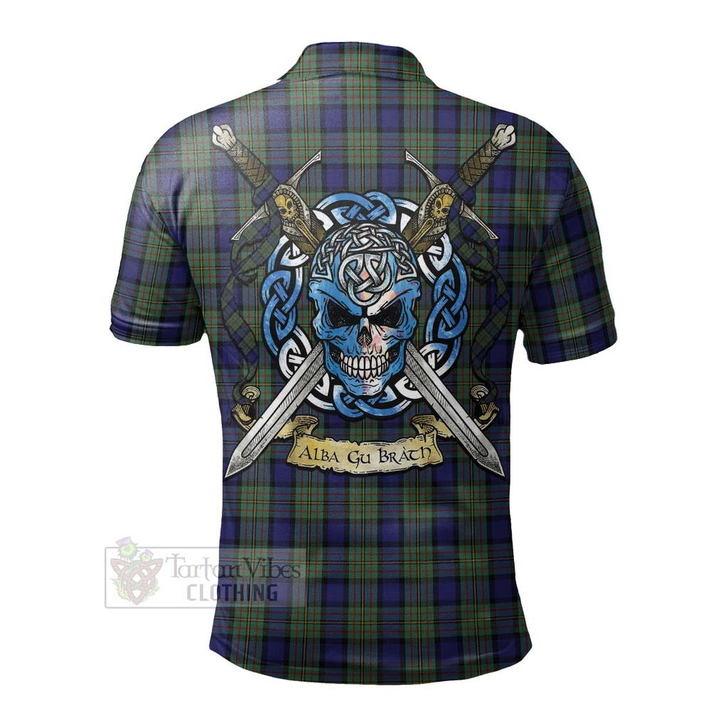 Tartan Vibes Clothing MacLaren (McLaren) Tartan Polo Shirt with Family Crest Celtic Skull Style