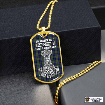 MacLaren (McLaren) Tartan Dog Tag Necklace Viking Mjolnir Style