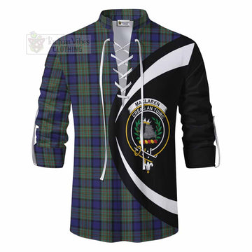 MacLaren (McLaren) Tartan Ghillie Kilt Shirt with Family Crest Circle Style