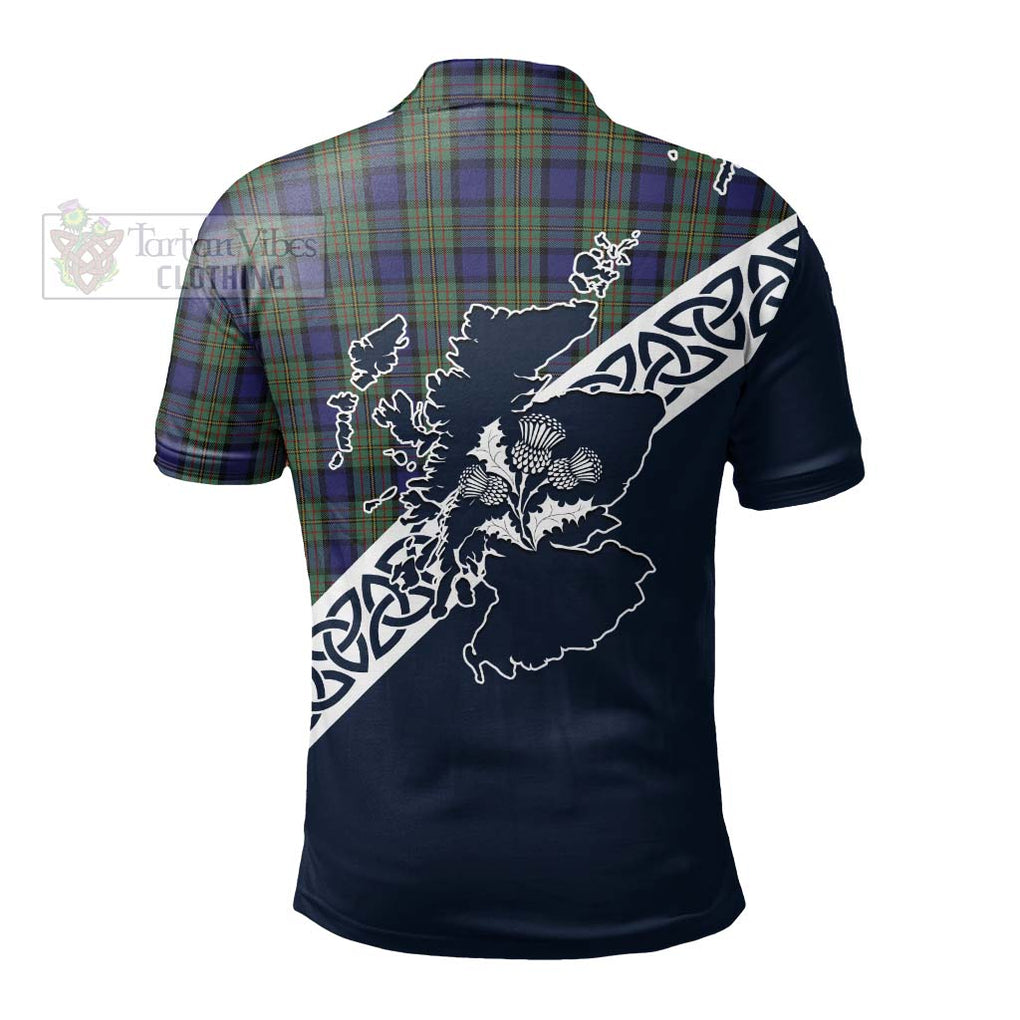 MacLaren (McLaren) Tartan Polo Shirt Featuring Thistle and Scotland Map