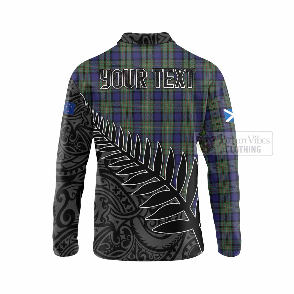 Tartan Vibes Clothing MacLaren (McLaren) Crest Tartan Long Sleeve Polo Shirt with New Zealand Silver Fern Half Style