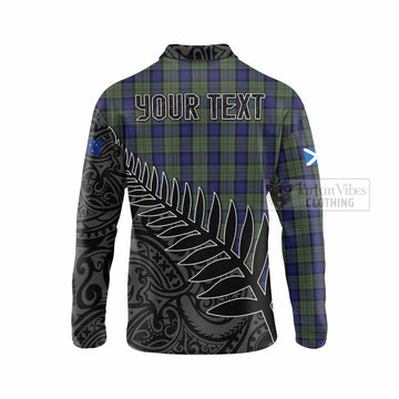 MacLaren (McLaren) Crest Tartan Long Sleeve Polo Shirt with New Zealand Silver Fern Half Style