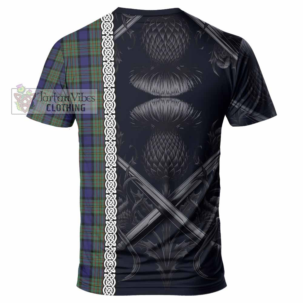 Tartan Vibes Clothing MacLaren (McLaren) Tartan T-Shirt with Family Crest Cross Sword Thistle Celtic Vibes