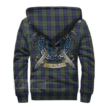 MacLaren (McLaren) Tartan Sherpa Hoodie with Family Crest Celtic Skull Style