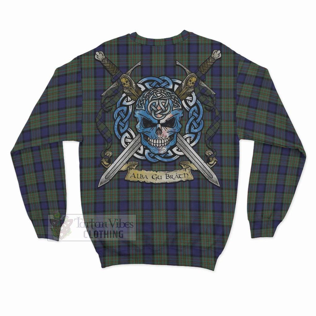 Tartan Vibes Clothing MacLaren (McLaren) Tartan Sweatshirt with Family Crest Celtic Skull Style