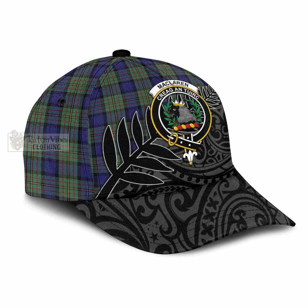 Tartan Vibes Clothing MacLaren (McLaren) Tartan Classic Cap with New Zealand Silver Fern Half Style