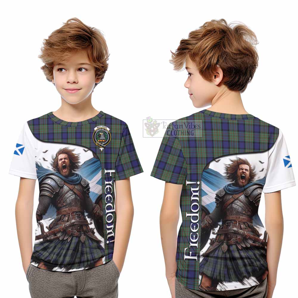 Tartan Vibes Clothing MacLaren (McLaren) Crest Tartan Kid T-Shirt Inspired by the Freedom of Scottish Warrior